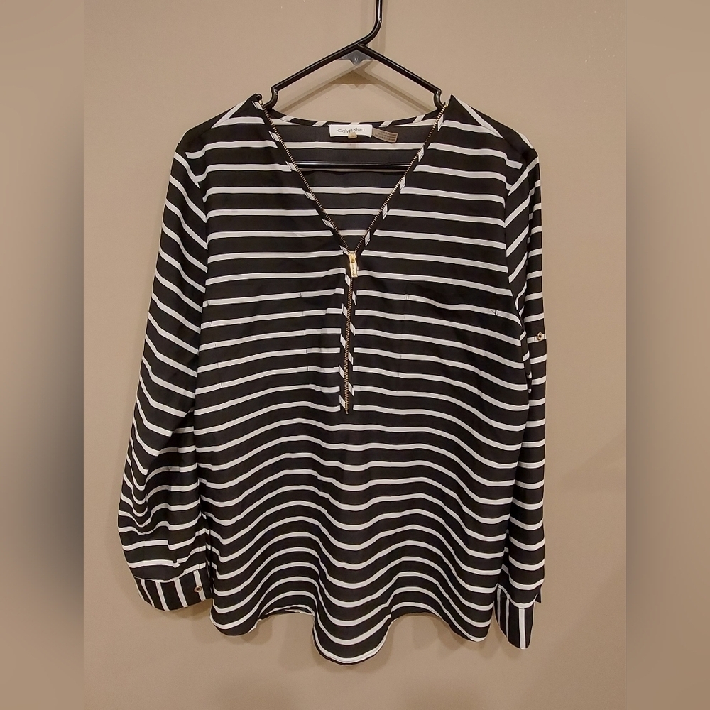 Calvin Klein Black and White Striped Women's Tunic